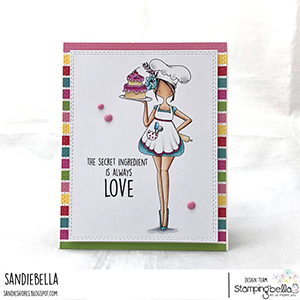 www.stampingbella.com: rubber stamp used: CURVY GIRL Baker Card by Sandie dunne