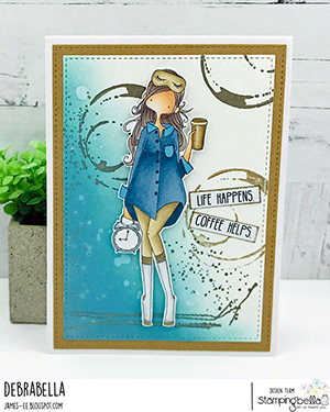 www.stampingbella.com: rubber stamp used: CURVY GIRL LOVES COFFEE. Card by Debra James