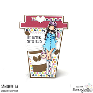 www.stampingbella.com: rubber stamp used: CURVY GIRL LOVES COFFEE. Card by SANDIE DUNNE