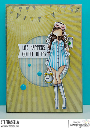 www.stampingbella.com: rubber stamp used: CURVY GIRL LOVES COFFEE. Card by STEPHANIE HILL