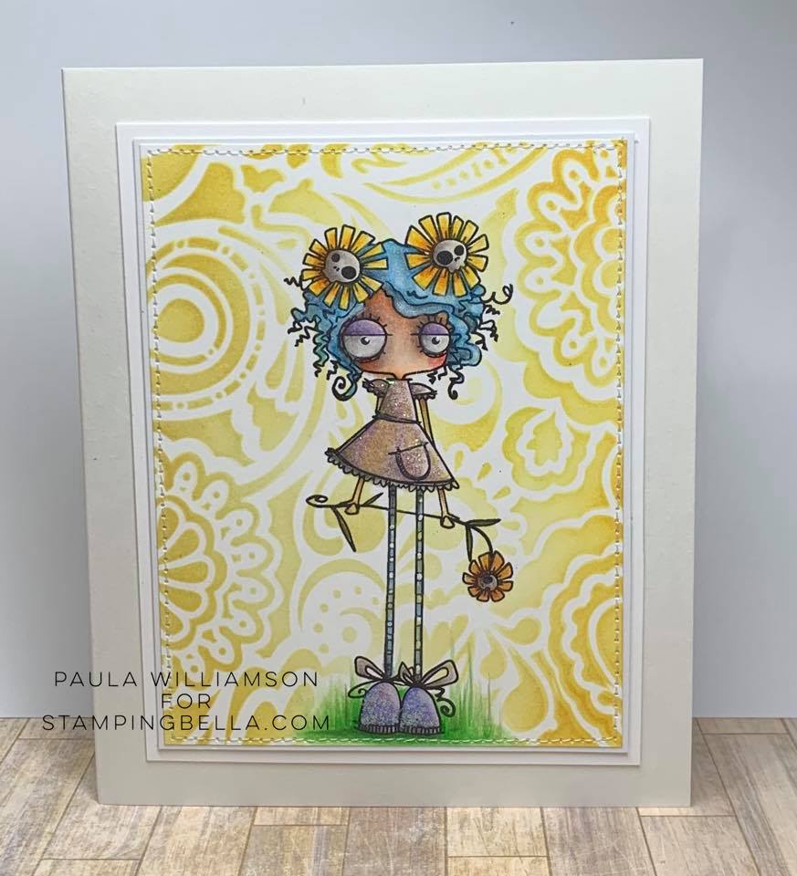 www.stampingbella.com: rubber stamp used LONG STEMMED ODDBALL   Card by Paula Williamson