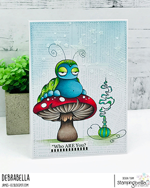  www.stampingbella.com: rubber stamp used ODDBALL CATERPILLAR Card by Debra James