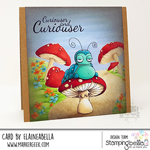  www.stampingbella.com: rubber stamp used ODDBALL CATERPILLAR Card by Elaine Hughes