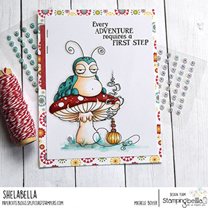  www.stampingbella.com: rubber stamp used ODDBALL CATERPILLAR Card by Michele Boyer