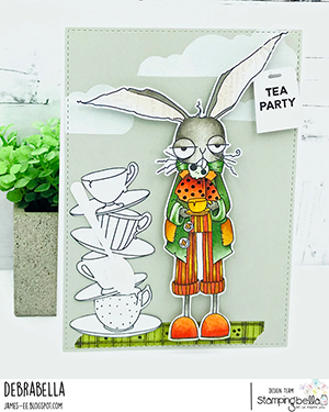  www.stampingbella.com: rubber stamp used ODDBALL March Hare Card by Debra James