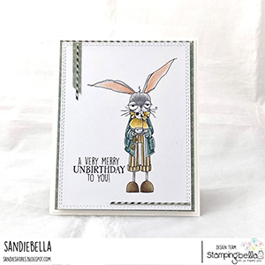  www.stampingbella.com: rubber stamp used ODDBALL March Hare Card by Sandie Dunne