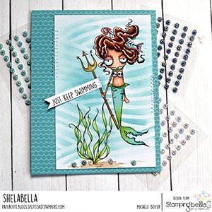 www.stampingbella.com: rubber stamp used: ODDBALL MERMAID SET. Card by Michele Boyer