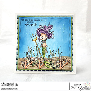 www.stampingbella.com: rubber stamp used: ODDBALL MERMAID SET. Card by Sandie Dunne