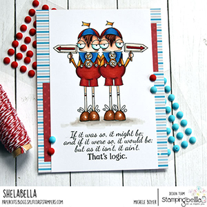 www.stampingbella.com: rubber stamp used ODDBALL TWEEDLE DEE AND TWEEDLE DUM Card by Michele Boyer