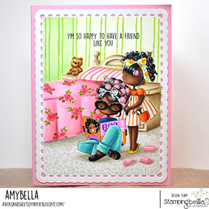 www.stampingbella.com: rubber stamp used: TINY TOWNIES HAIR PLAY card by Amy Young