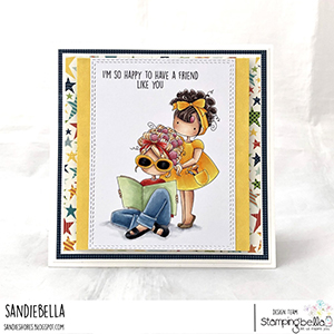 www.stampingbella.com: rubber stamp used: TINY TOWNIES HAIR PLAY card by Sandie Dunne