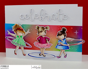 www.stampingbella.com: rubber stamp used: tiny townie hula hoopers. Card by Stephanie Hill