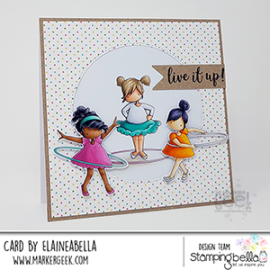 www.stampingbella.com: rubber stamp used: tiny townie hula hoopers. Card by Elaine Hughes