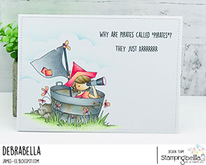 www.stampingbella.com: rubber stamp used: TINY TOWNIE PIRATE card by DEBRA JAMES