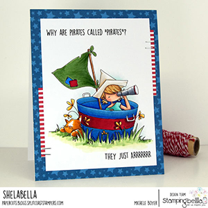 www.stampingbella.com: rubber stamp used: TINY TOWNIE PIRATE card by Michele Boyer