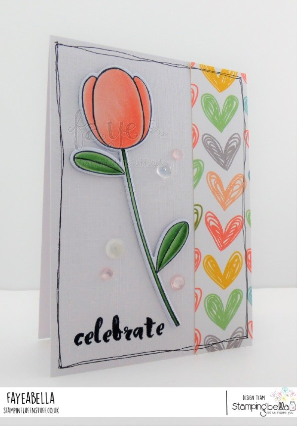 www.stampingbella.com: rubber stamp used TULIP FLORAL SET   Card by FAYE WYNN JONES