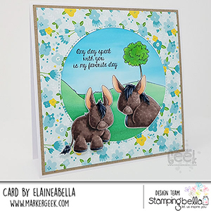 www.stampingbella.com: Rubber stamp used: DONKEY TRIO STUFFIES. Card by Elaine Hughes