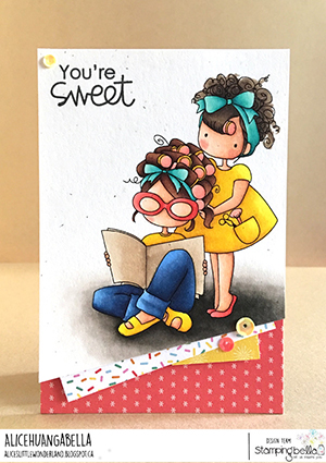 www.stampingbella.com: rubber stamp used: TINY TOWNIES HAIR PLAY card by Alice Huang