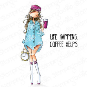 CURVY GIRL LOVES COFFEE rubber stamp