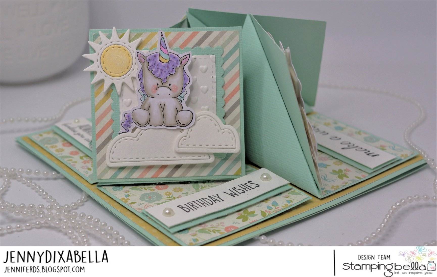 www.stampingbella.com: rubber stamps used: SET OF UNICORNS  Card by JENNY DIX