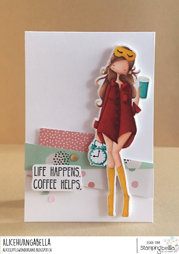 www.stampingbella.com: rubber stamp used: Curvy Girl loves coffee .. card by Alice Huang