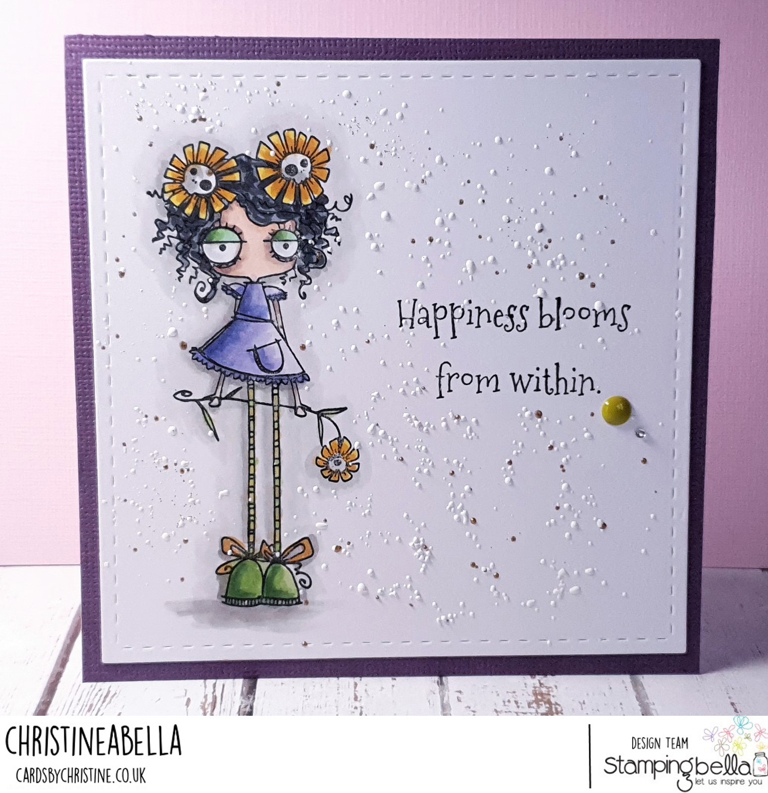 www.stampingbella.com: rubber stamp used LONG STEMMED ODDBALL . Card by Christine Levison