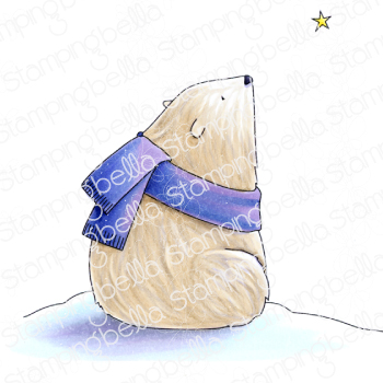 POLAR BEAR wishing upon a star rubber stamp