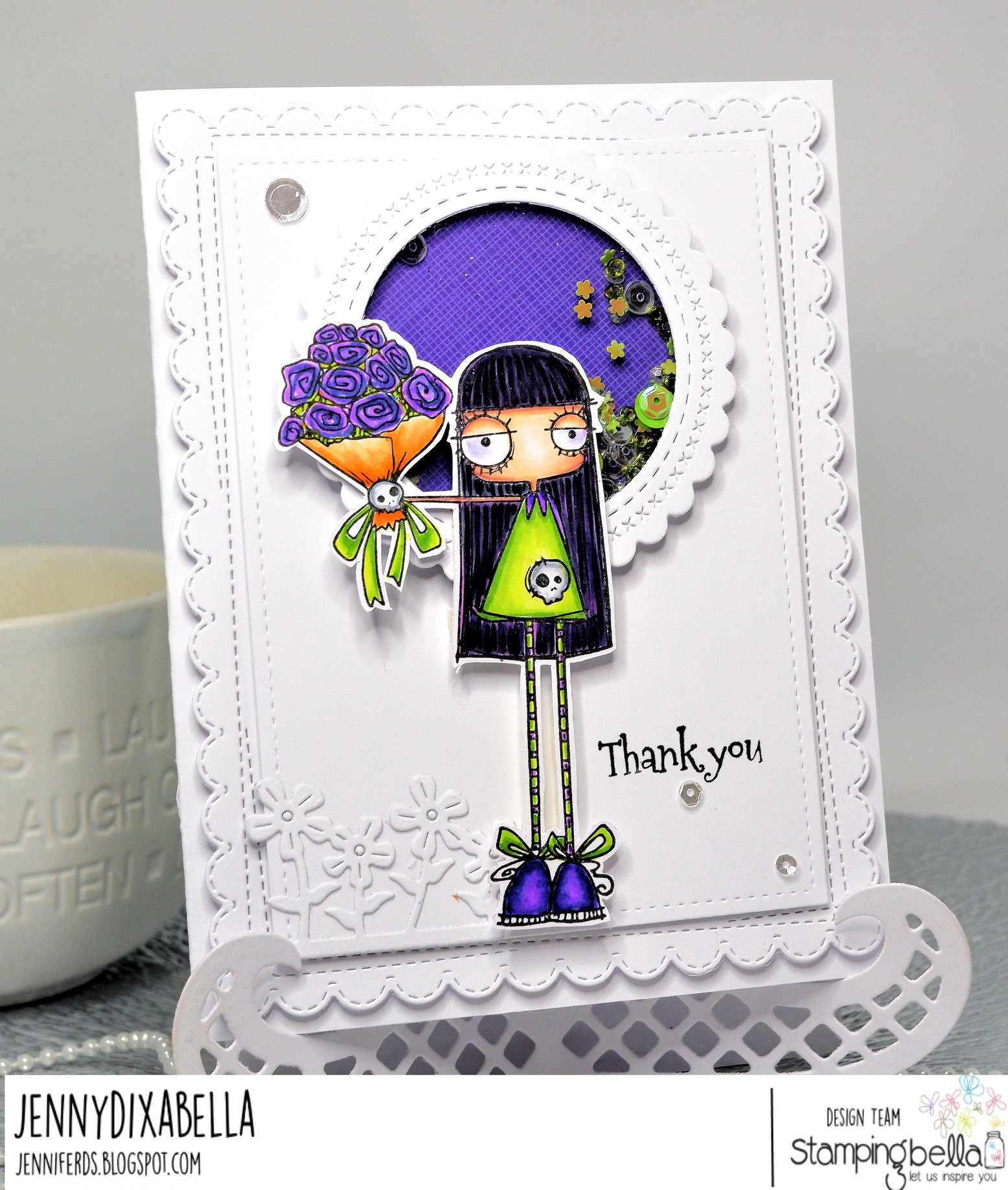 www.stampingbella.com: rubber stamp used ODDBALL BOUQUET. Card by Jenny Dix