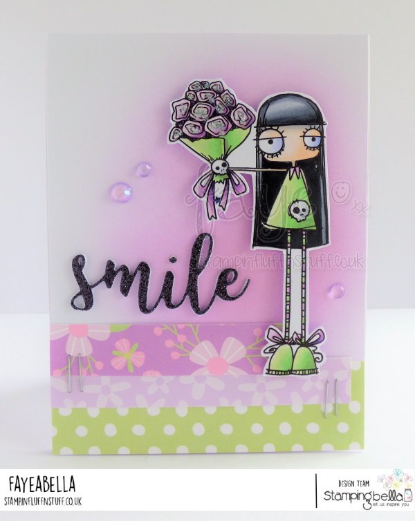 www.stampingbella.com: rubber stamp used ODDBALL BOUQUET. Card by Faye Wynn Jones