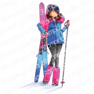 CURVY GIRL LOVES to SKI rubber stamp