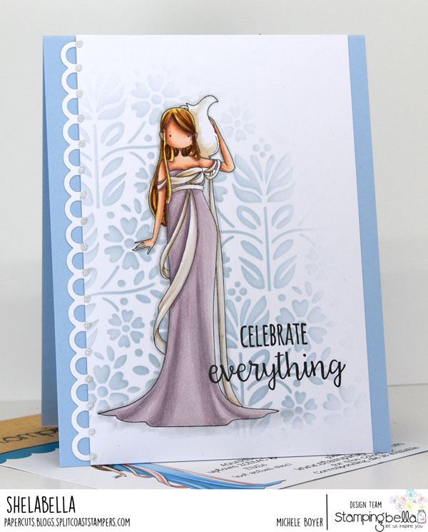 www.stampingbella.com: rubber stamp used: UPTOWN ZODIAC GIRL AQUARIUS.  Card by Michele Boyer