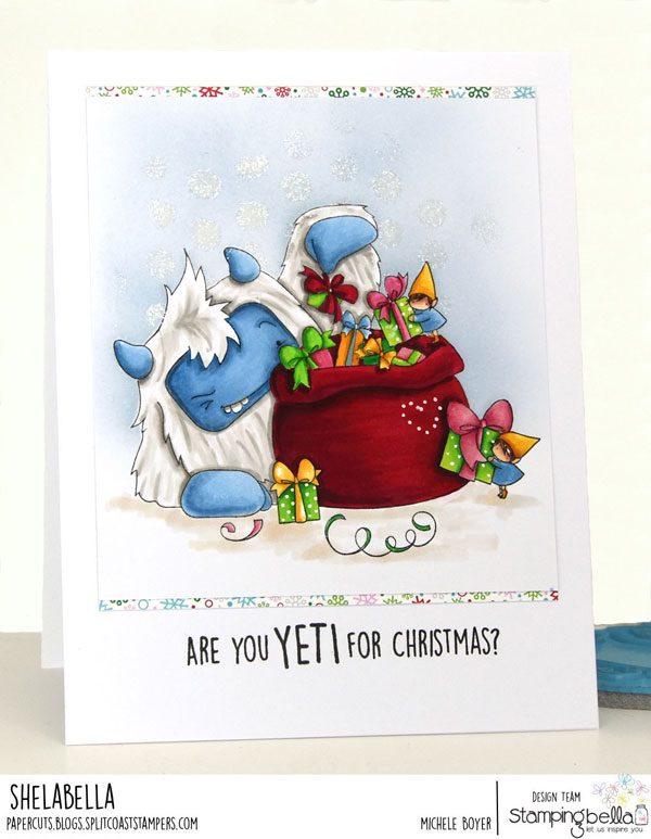 www.stampingbella.com: rubber stamp used;Yeti's LOOT.  card by Michele Boyer