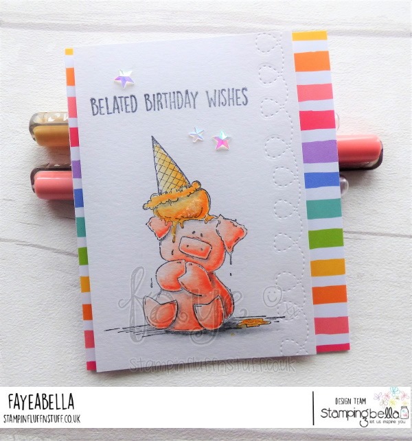 www.stampingbella.com: rubber stamp used: PEACHES . card by FAYE WYNN JONES