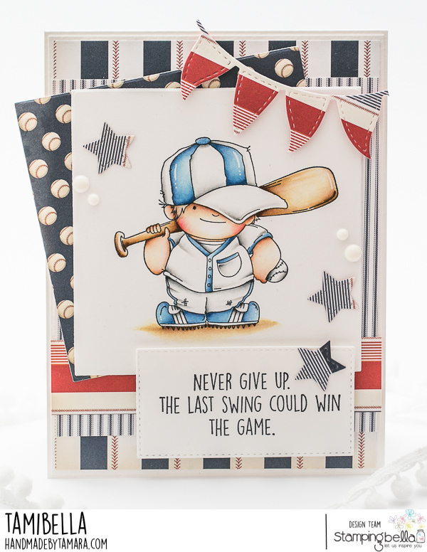 www.stampingbella.com: rubber stamp used BASEBALL SQUIDGY . Card by Tamara Potocznik