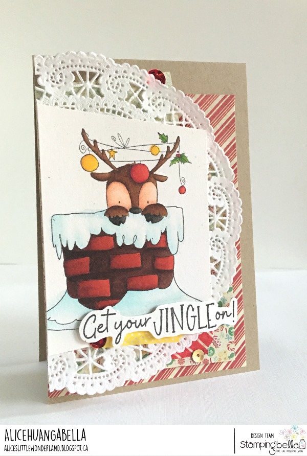 www.stampingbella.com: rubber stamp used: PEEKABOO REINDEER. card by ALICE HUANG