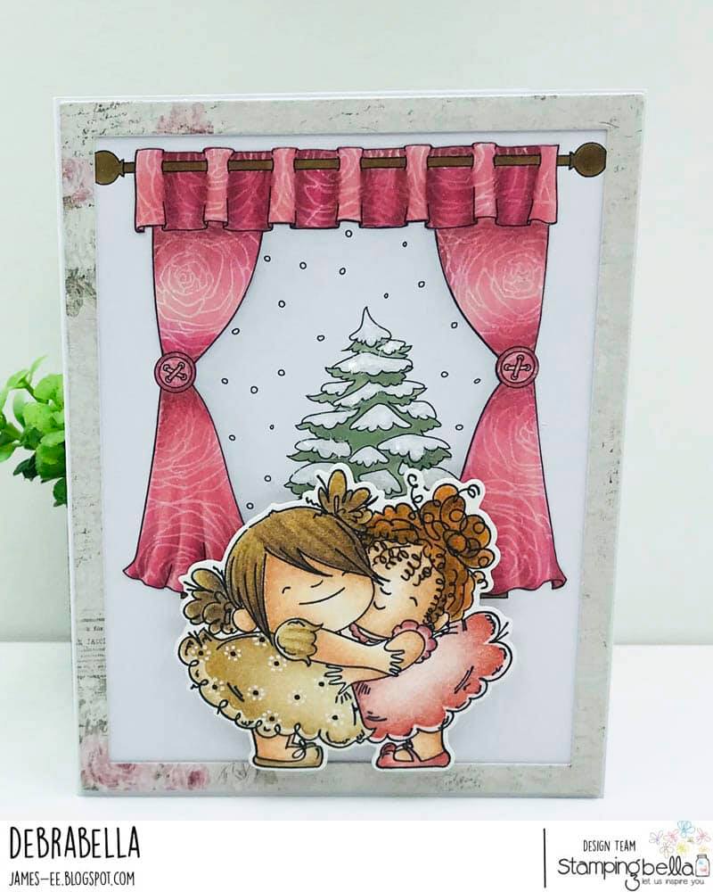 www.stampingbella.com : Rubber stamp used: WINTER WINDOW, card by Debra James