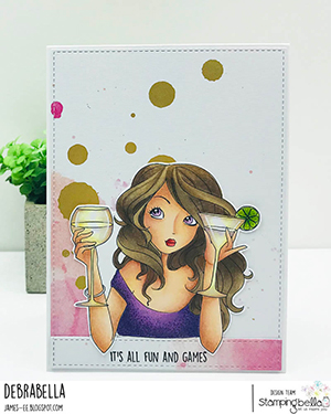 www.stampingbella.com: Rubber stamp used: MOCHI PARTY GIRL card by DEBRA JAMES