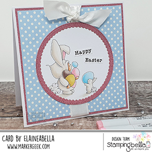 www.stampingbella.com: Rubber stamp used BUNDLE GIRL BUNNY card by Debra James