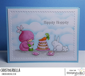 www.stampingbella.com: rubber stamp used BUNDLE GIRL TEA PARTY card by CHRISTINE LEVISON