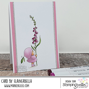 www.stampingbella.com: rubber stamp used BUNDLE GIRL with a FOXGLOVE. card by Elaine Hughes