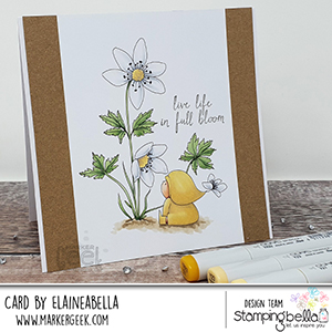 www.stampingbella.com: rubber stamp used BUNDLE GIRL WITH A WOOD ANEMONE. card by Elaine Hughes