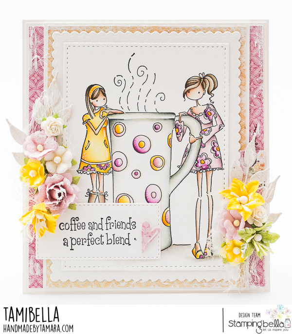 www.stampingbella.com: rubber stamp used: UPTOWN GIRLS CLARISSA and CAMILLE card by Tamara Potocznik