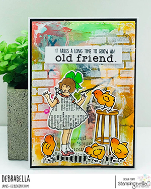 www.stampingbella.com: Rubber stamp used: EDGAR AND MOLLY VINTAGE FLOWER SET card by Debra James