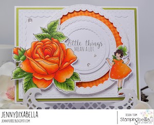 www.stampingbella.com: Rubber stamp used: EDGAR AND MOLLY VINTAGE FLOWER SET card by Jenny Dix