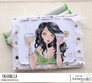 www.stampingbella.com: Rubber stamp used: MOCHI PARTY GIRL card by FAYE WYNN JONES