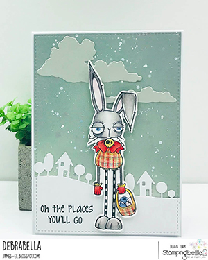 www.stampingbella.com: Rubber stamp used: ODDBALL EASTER BUNNY card by Debra James