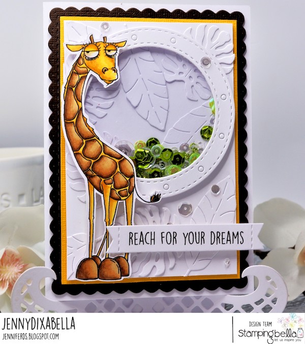 www.stampingbella.com: Rubber stamp used: ODDBALL GIRAFFE card by Jenny Dix