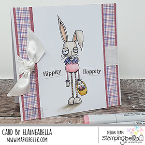 www.stampingbella.com: Rubber stamp used: ODDBALL EASTER BUNNY card by ELAINE HUGHES