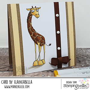 www.stampingbella.com: Rubber stamp used: ODDBALL GIRAFFE card by ELAINE HUGHES