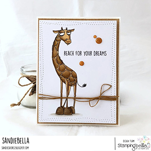 www.stampingbella.com: Rubber stamp used: ODDBALL GIRAFFE card by Sandie Dunne